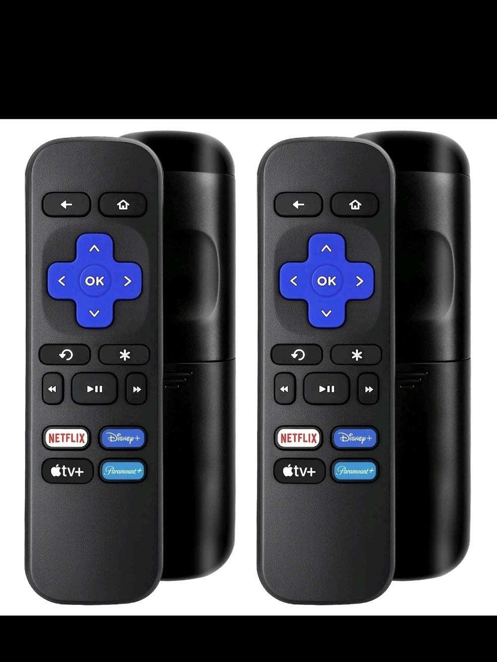 Roku Black Streaming Remote Pair with Blue Navigation Buttons